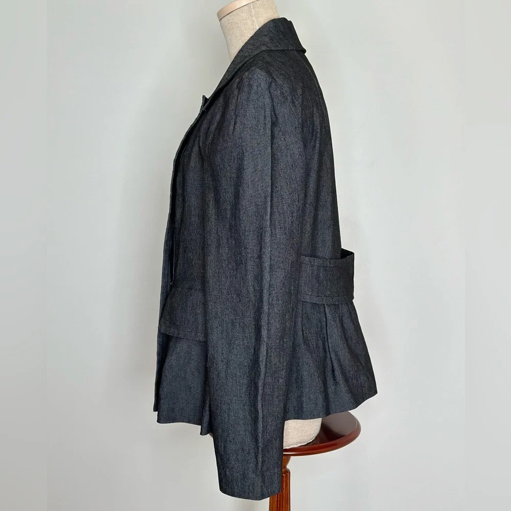 Sandro Women's Double Breasted Peplum Denim Jacket Size Large - Picture 4 of 5